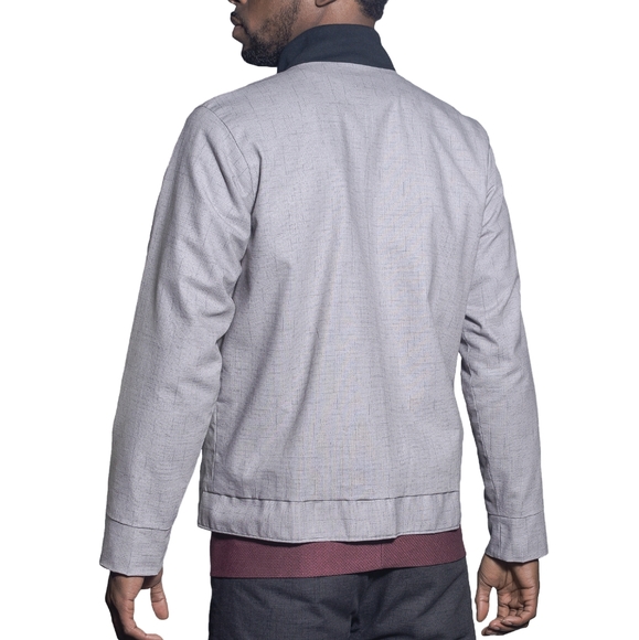 M. Laurex Textured Cotton Bomber Jacket - Picture 3 of 4